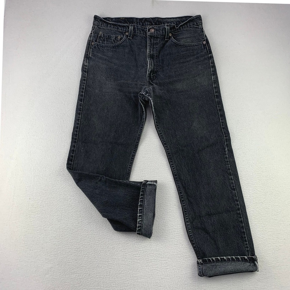 Vintage Levi's Jeans 505 Mens 36x30 Black Denim Made in USA 90s Straight Work